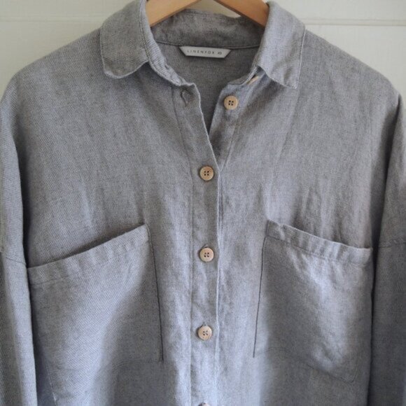 Linenfox Gray Vika Wool & Linen Shirt XS *Oversized* - Picture 4 of 10